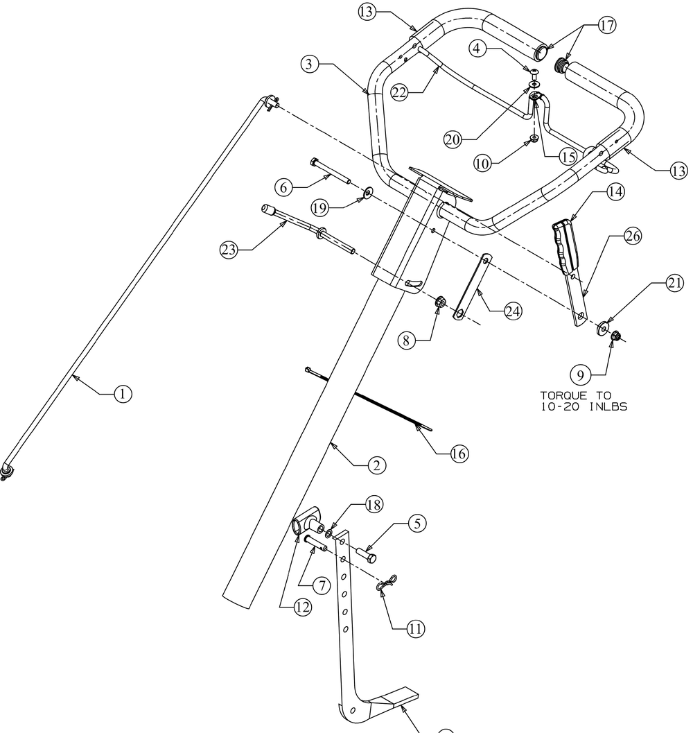 Handle Diagram and Parts List for RT65H (21AB455C710)(2018) Cub Cadet Tiller